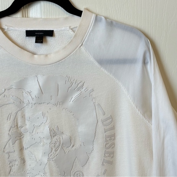 Diesel Only The Brave Women’s Sweatshirt with Raglan Sheer Long Sleeves Medium - Picture 4 of 11